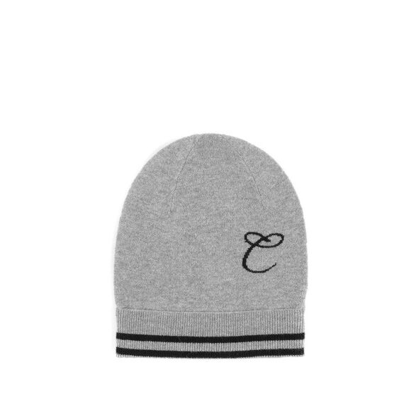 Crown of Edinburgh Cashmere Cashmere Beanie Grey Embroidered Logo Women Grey - Picture 1 of 6